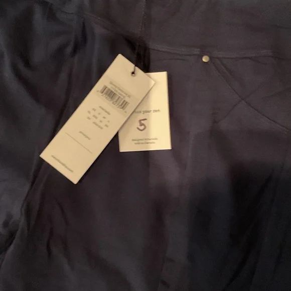 Navy Button Hem Stretch Pants - Picture 2 of 2